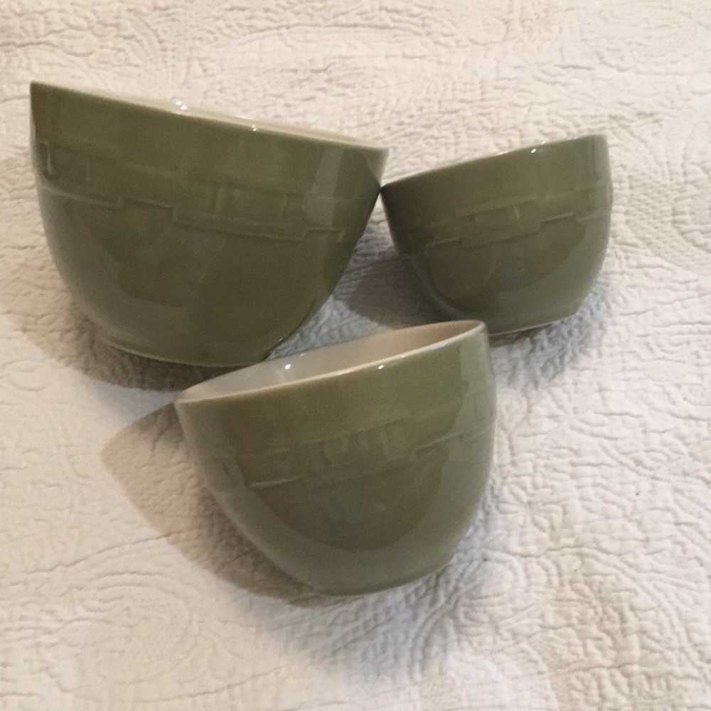 3 Longaberger sage stacking bowls